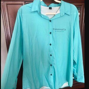 Tiffany Women's Shirt Size XXL Blue Long Sleeve Button Up